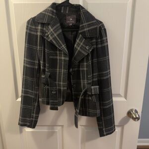 Forever 21 Vintage Belted Plaid Jacket
